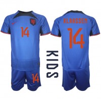 Otroški Nogometni dresi Nizozemska Davy Klaassen #14 Gostujoči SP 2022 Kratek Rokav (+ Kratke hlače)